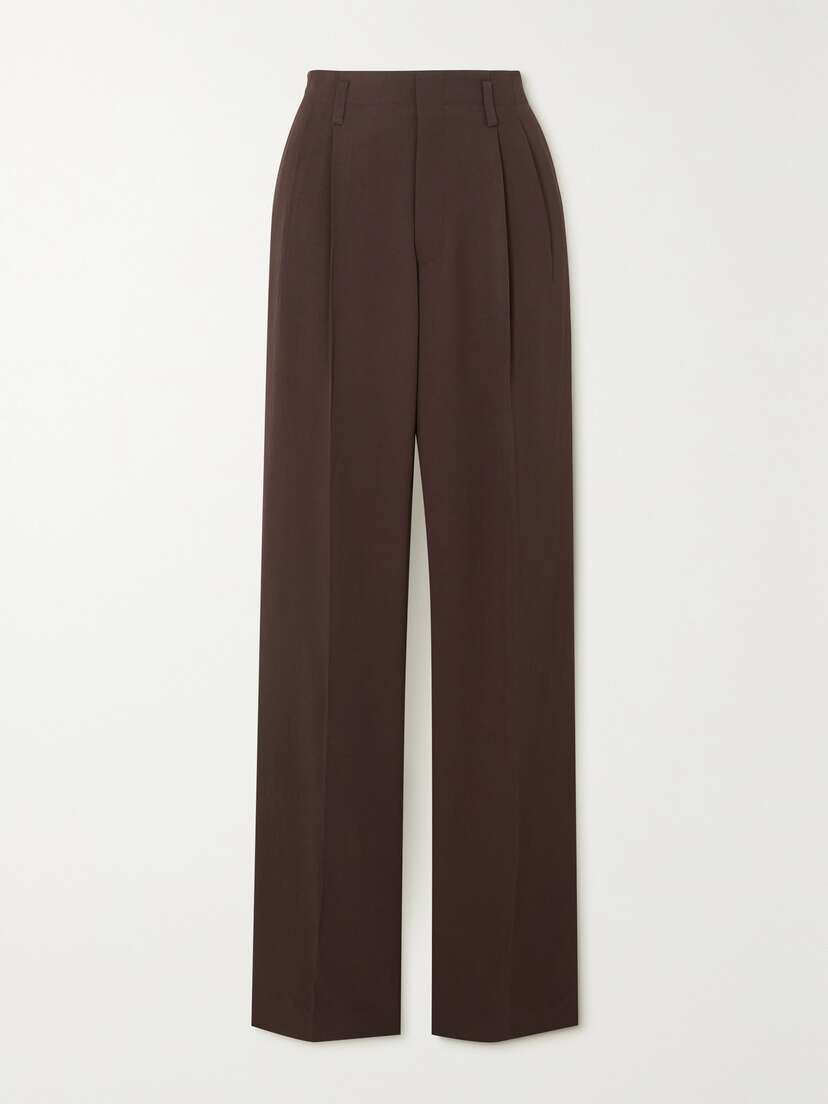 Bouguessa Jill Pleated Twill Wide-leg Pants - x large