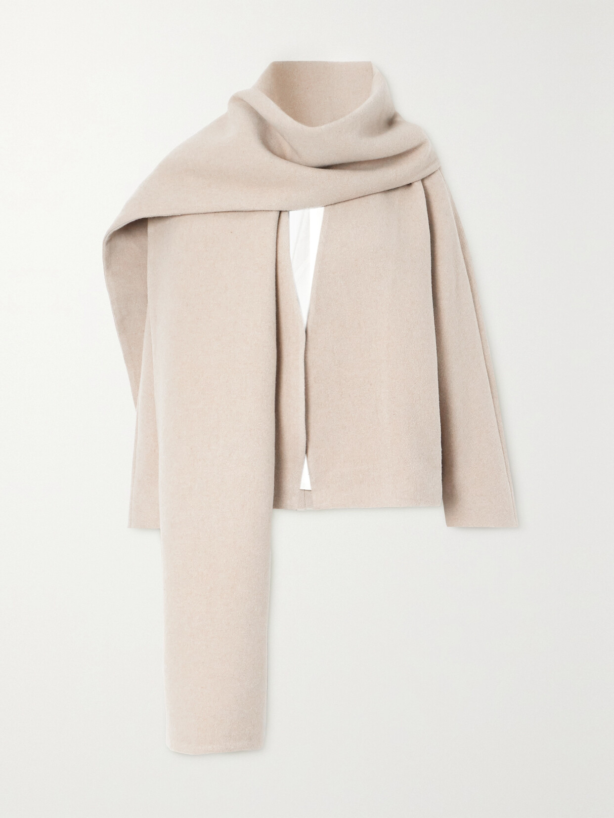 Bouguessa Tamuna Wool-blend Jacket And Scarf In Neutrals