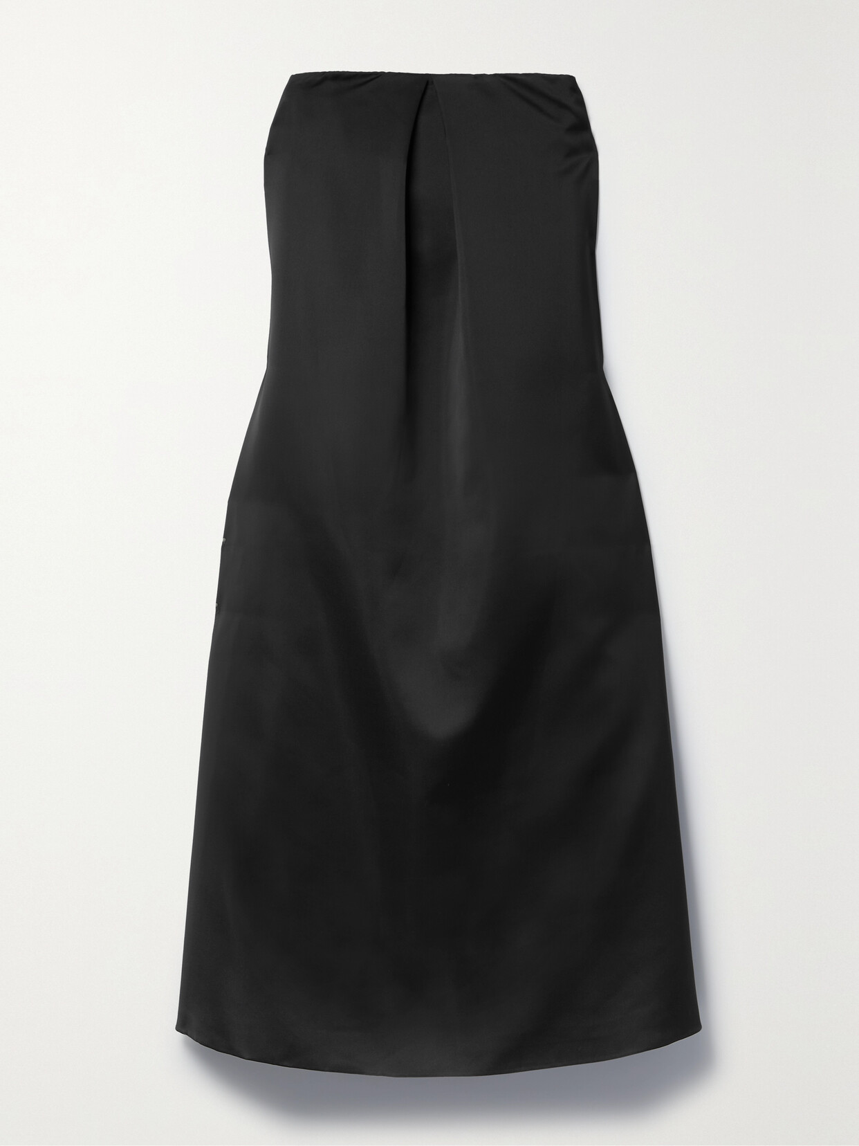 Co - Strapless Pleated Duchesse-satin Midi Dress - Black