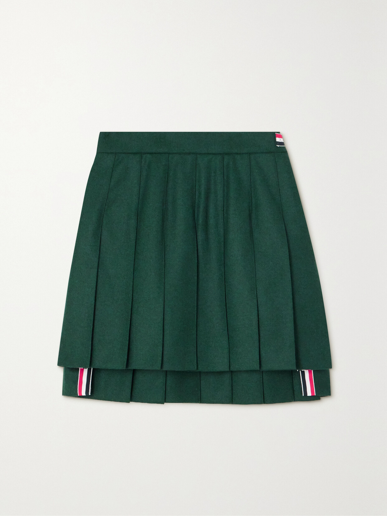 Thom Browne - Asymmetric Pleated Wool Mini Skirt - Green