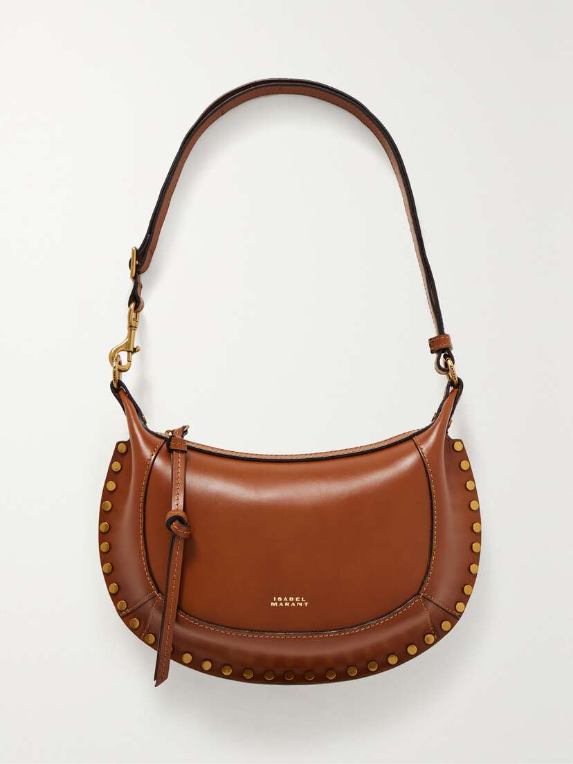 Isabel Marant Oskan Moon Studded Leather Shoulder Bag
