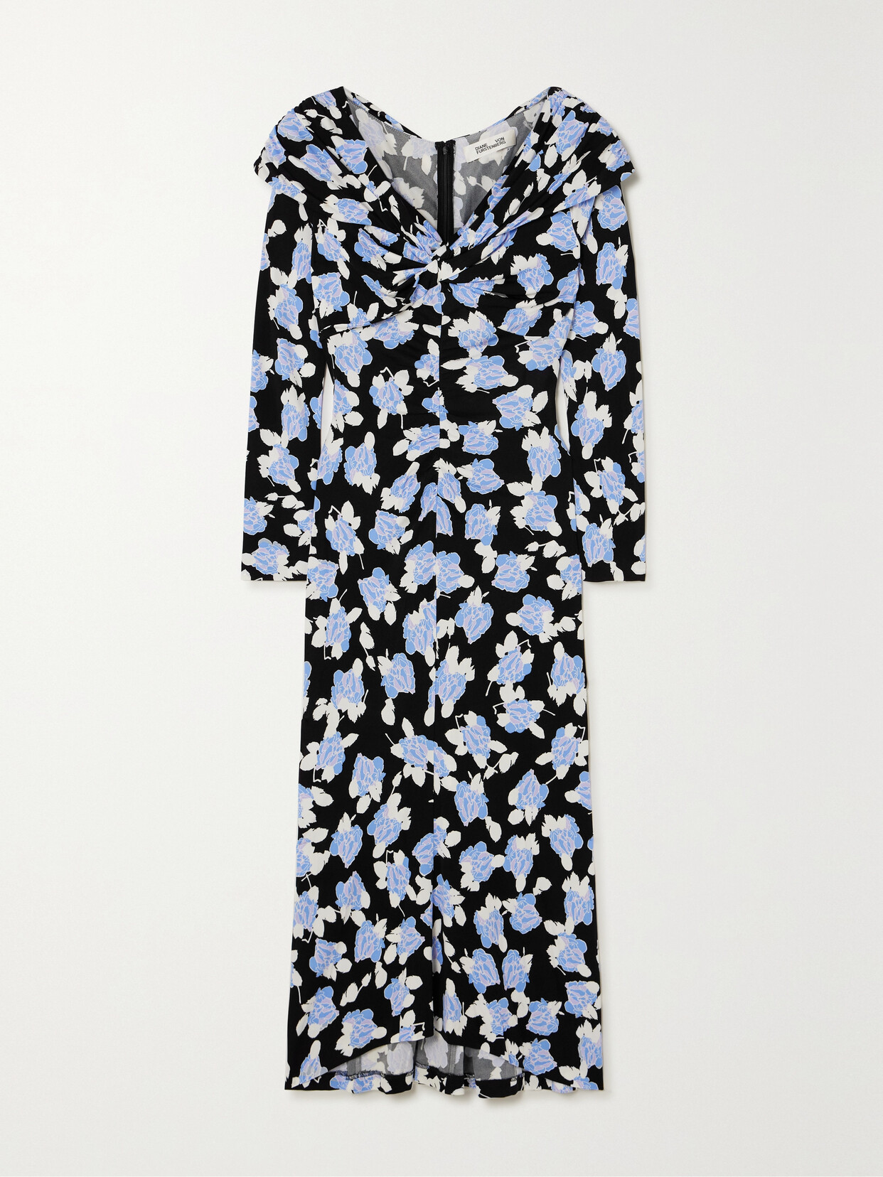 Diane Von Furstenberg Sylviana Ruched Floral-print Stretch-jersey Midi Dress In Blue