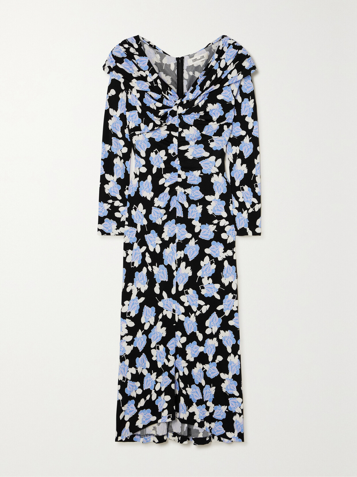 DIANE VON FURSTENBERG SYLVIANA RUCHED FLORAL-PRINT STRETCH-JERSEY MIDI DRESS