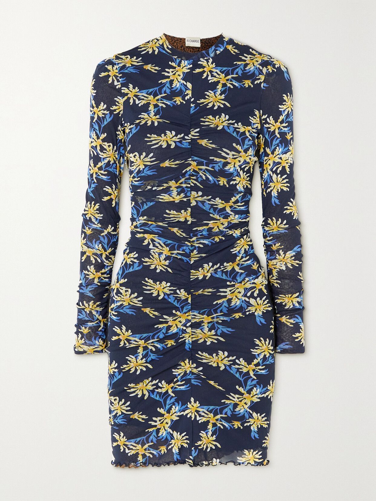 Diane von Furstenberg - Reversible Ruched Floral-print Stretch-mesh Mini Dress - Blue