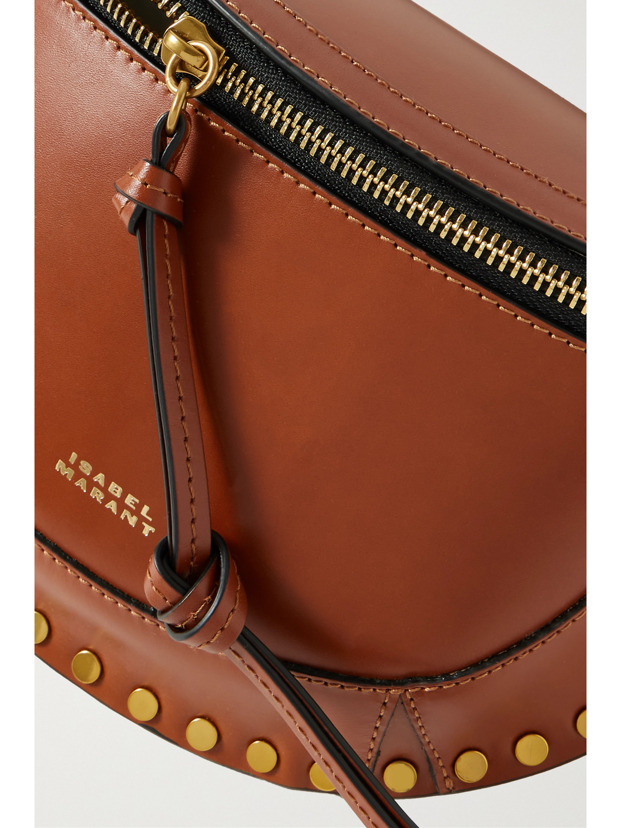 Isabel Marant Skano Studded Leather Belt Bag In Brown
