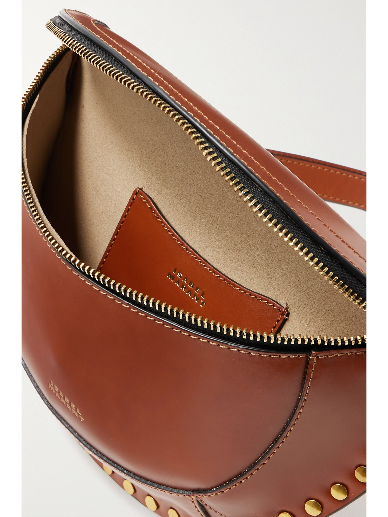 Isabel Marant Skano Studded Leather Belt Bag In Brown