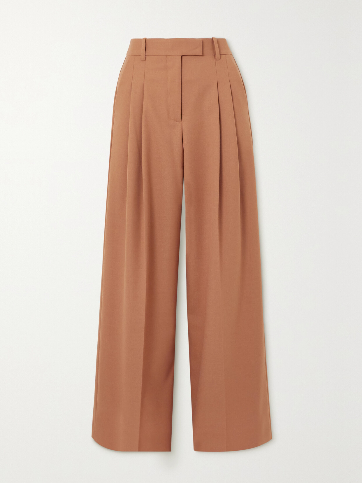 Shop By Malene Birger Cymbaria Pleated Recycled-twill Wide-leg Pants In Orange