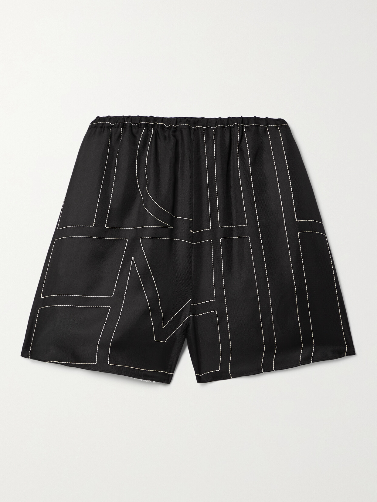 Shop Totême Embroidered Silk-twill Shorts In Black