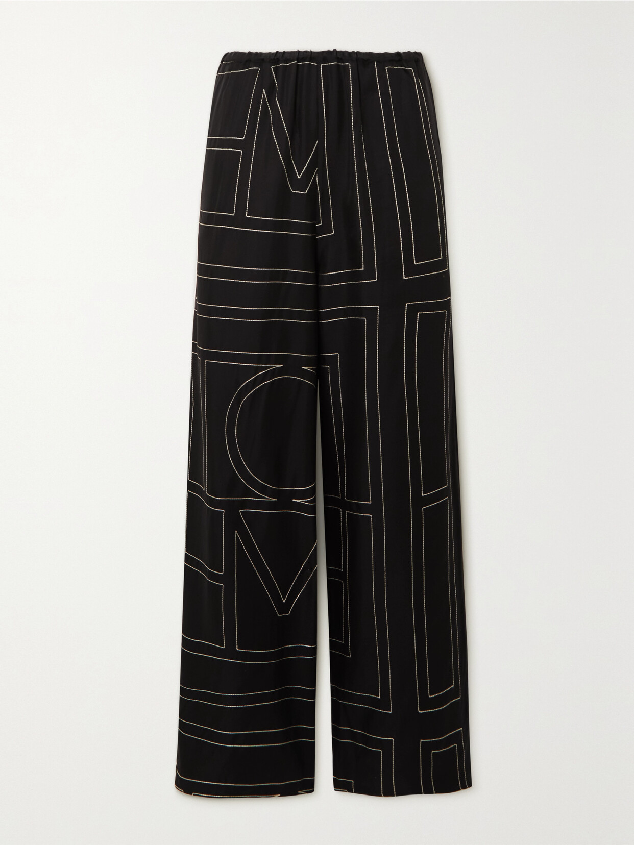 Monogram silk pj top black – Totême