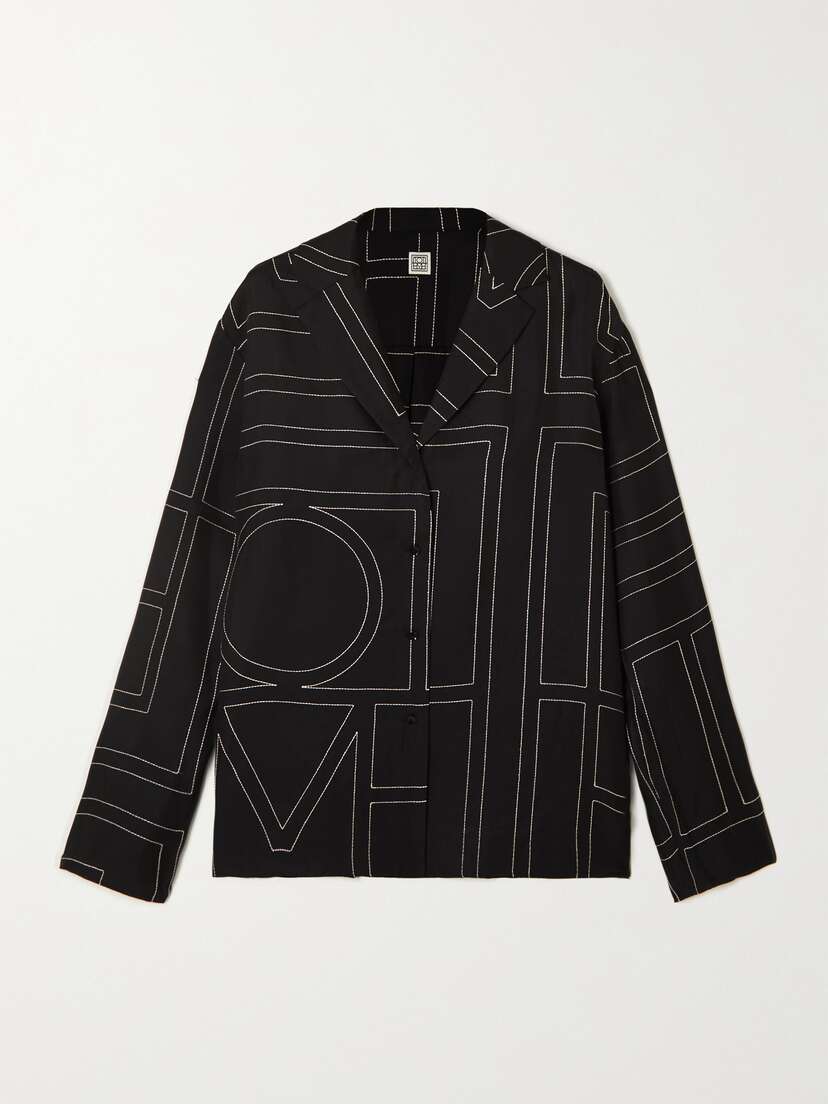 TOTEME Embroidered Silk-twill Shirt