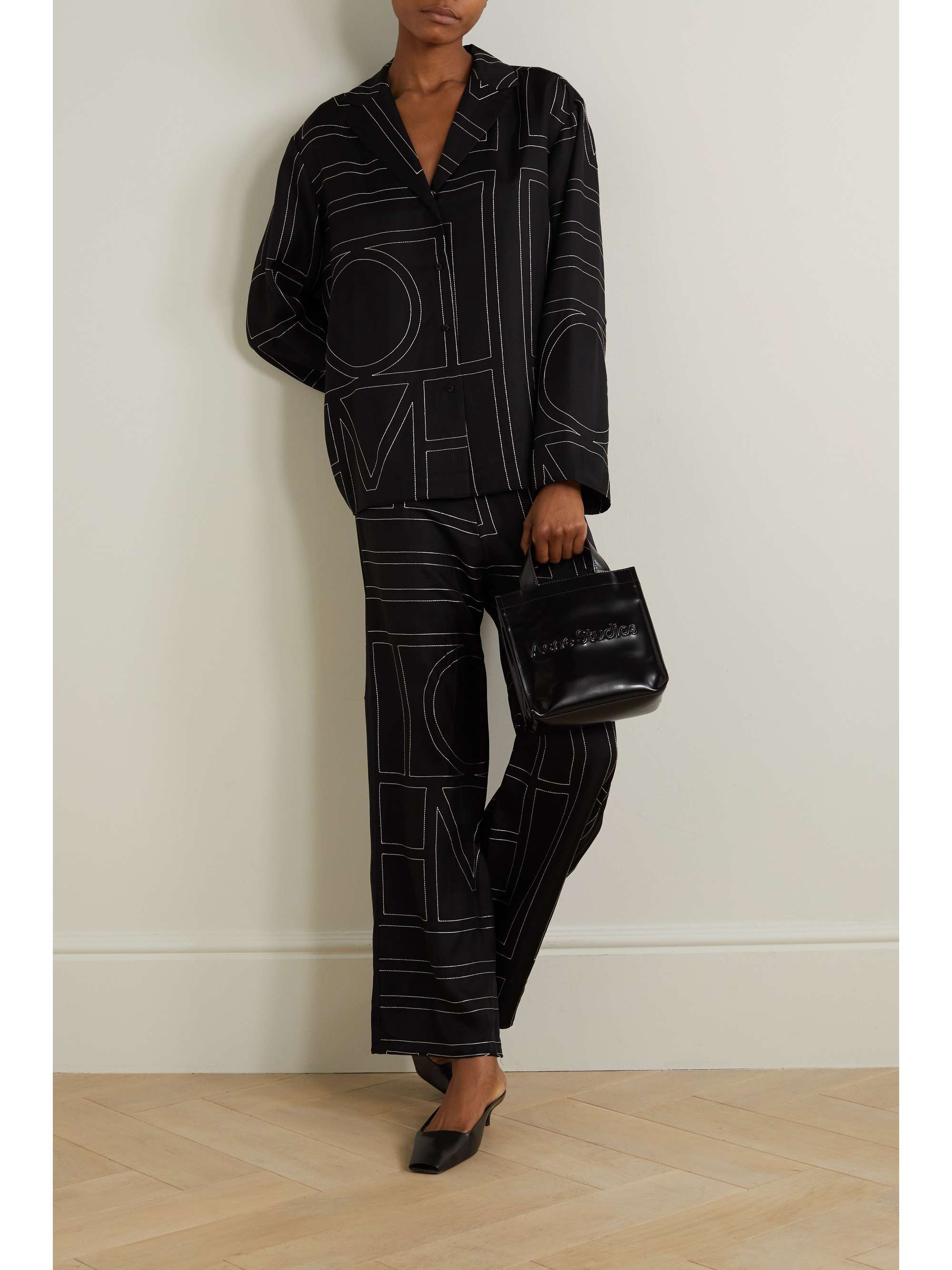 TOTEME Embroidered silk-twill shirt