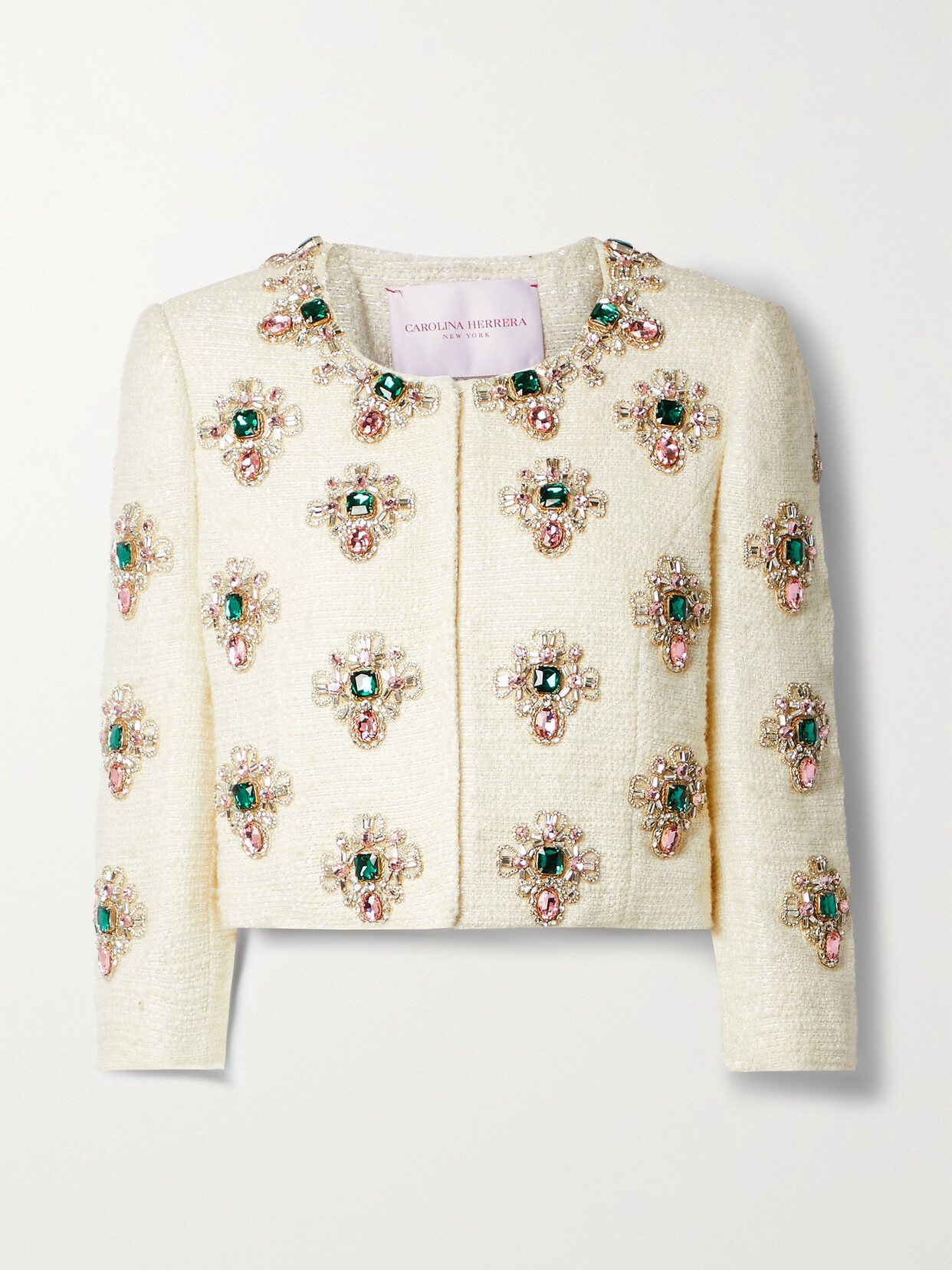 Carolina Herrera - Embellished Embroidered Tweed Jacket - Ivory