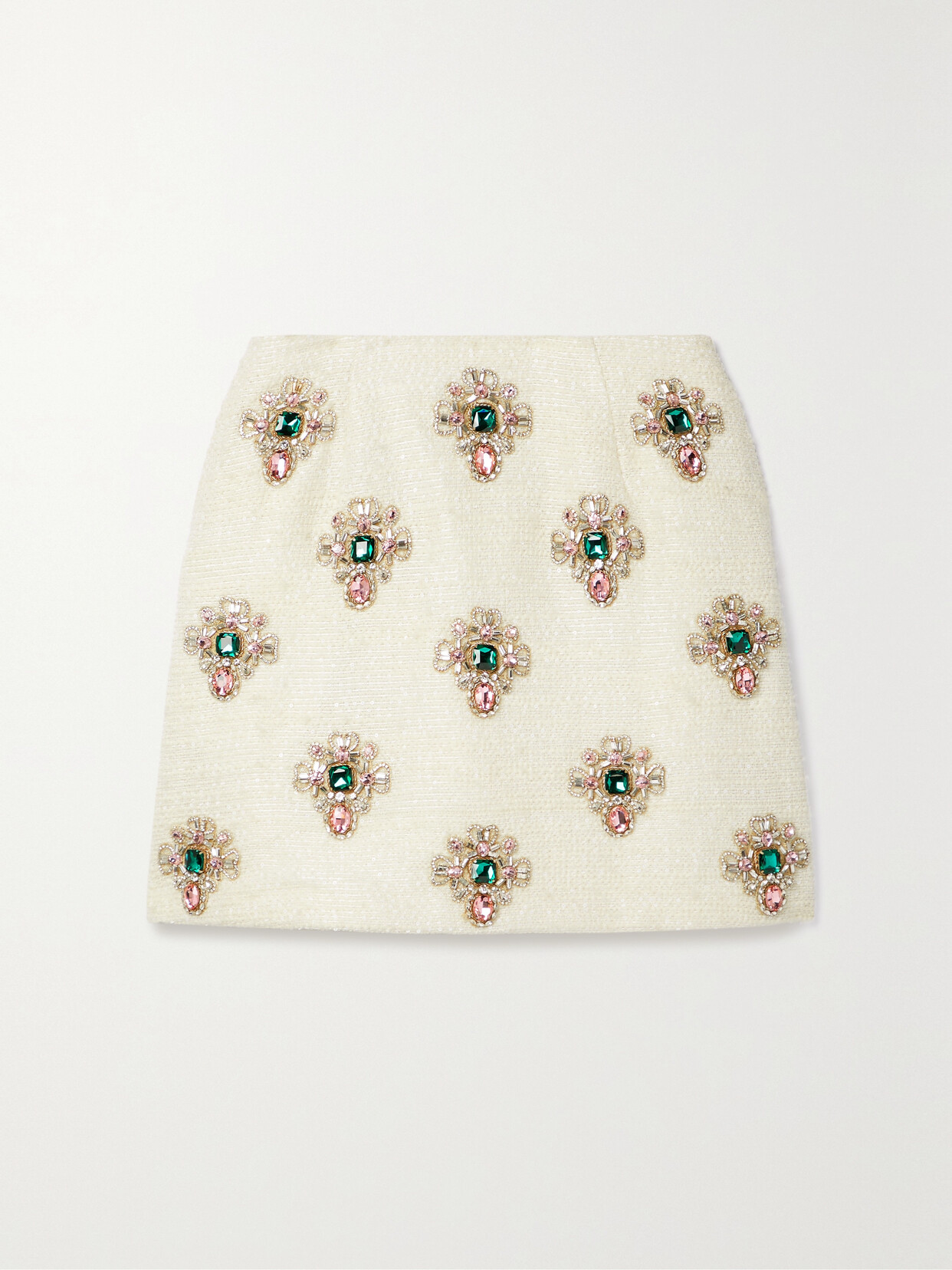 Carolina Herrera - Embellished Embroidered Tweed Mini Skirt - Ivory