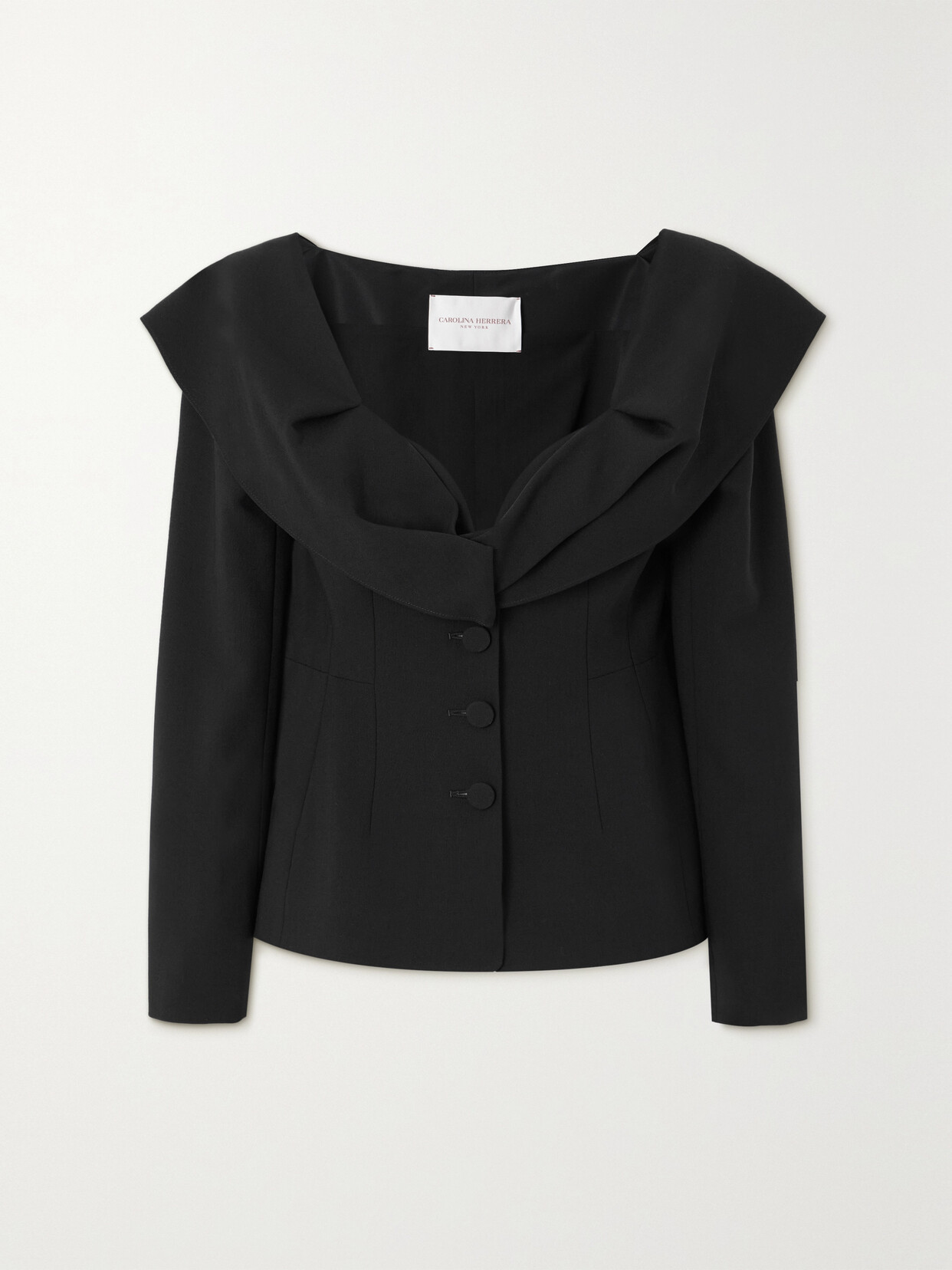 Carolina Herrera - Off-the-shoulder Grain De Poudre Wool-blend Jacket - Black