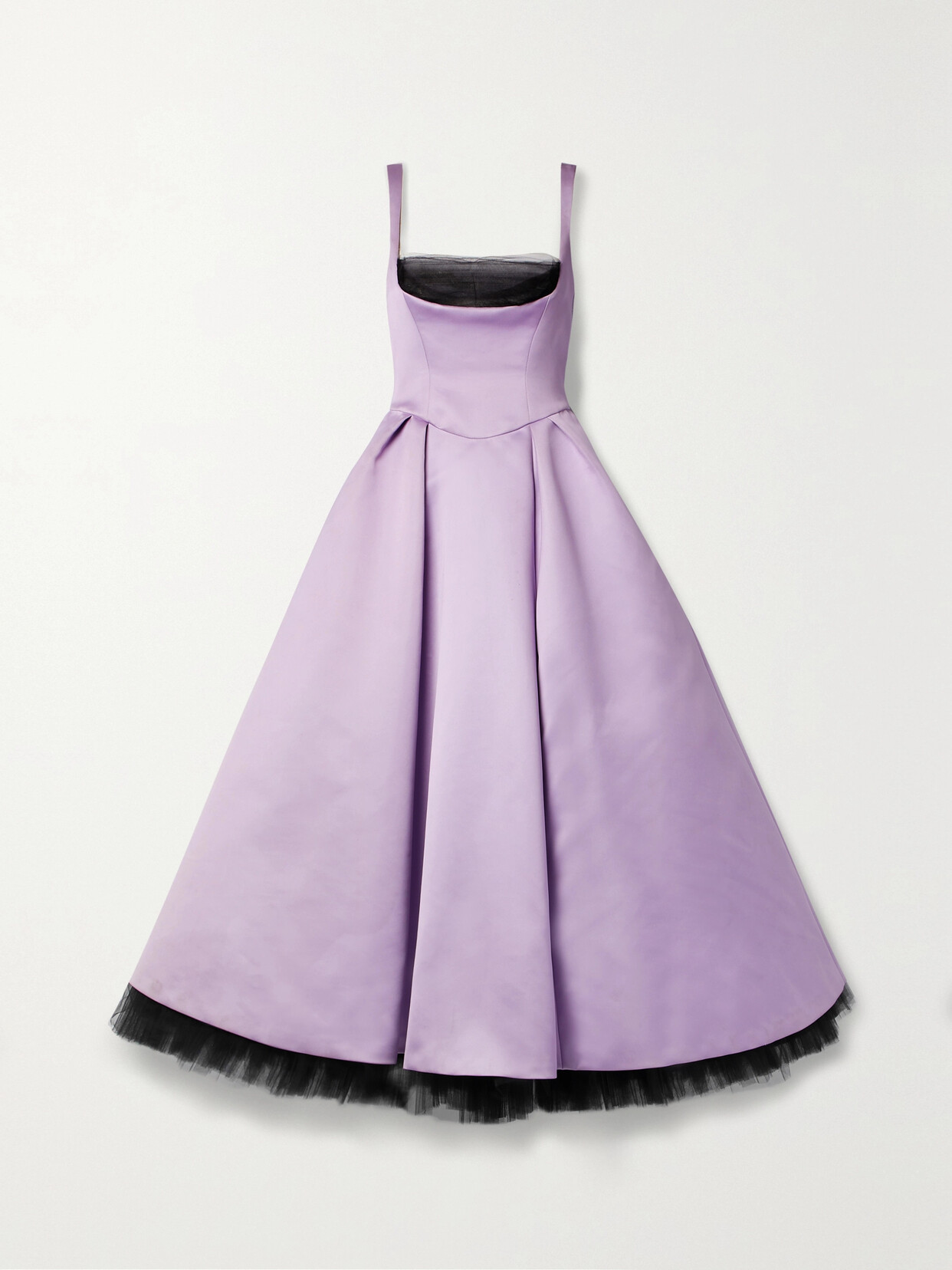 Carolina Herrera - Tulle-trimmed Mikado Maxi Dress - Purple