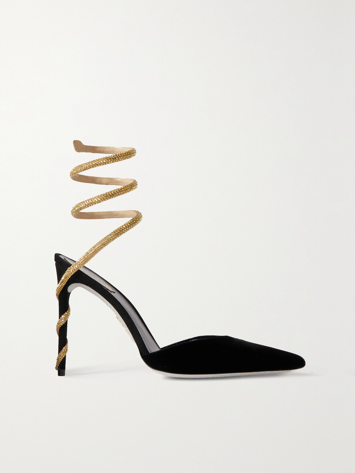 René Caovilla Margot Crystal-embellished Velvet Pumps - Black