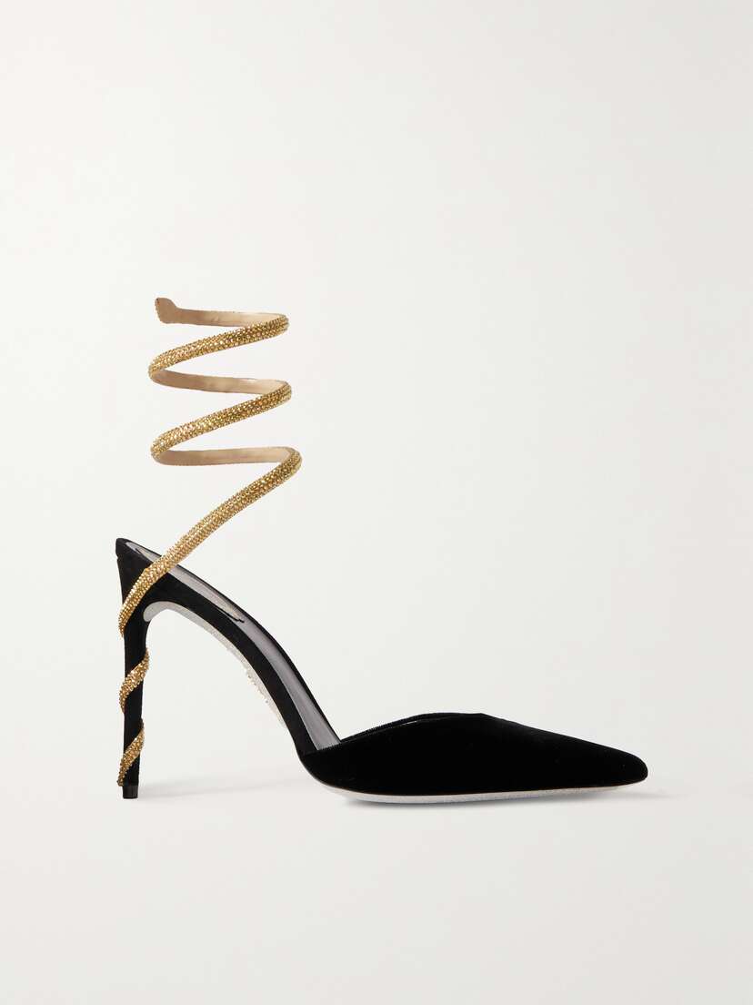 René Caovilla Margot Crystal-embellished Velvet Pumps