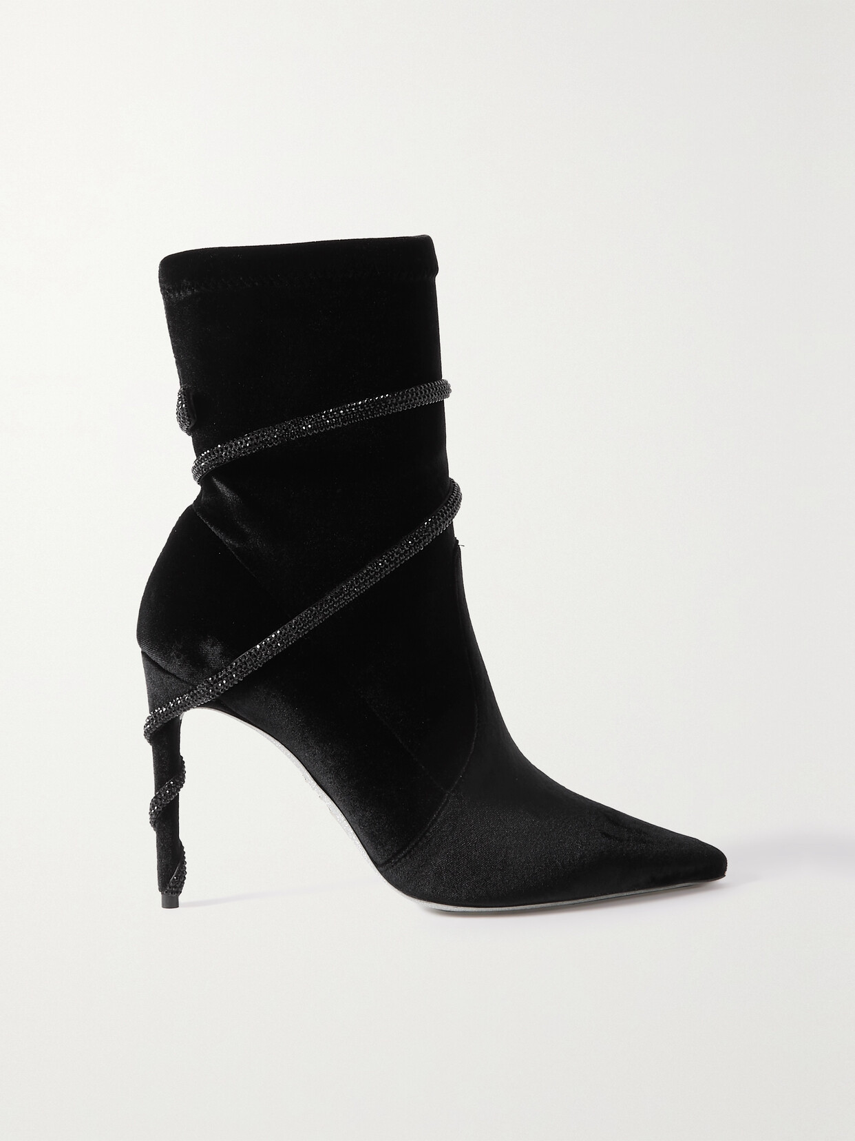 René Caovilla Crystal-embellished Stretch-velvet Ankle Boots