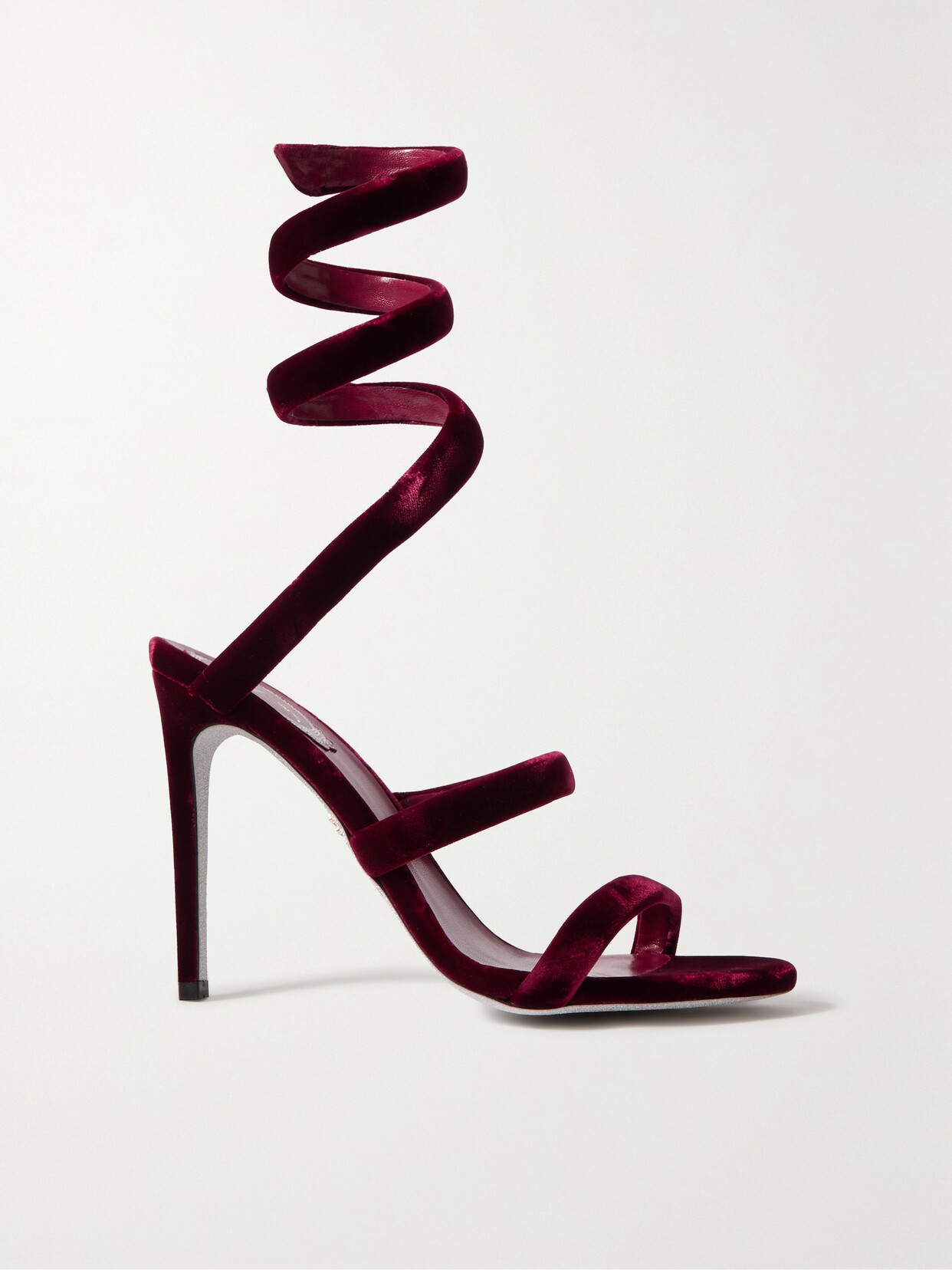 René Caovilla Cleopatra Velvet Sandals - Burgundy
