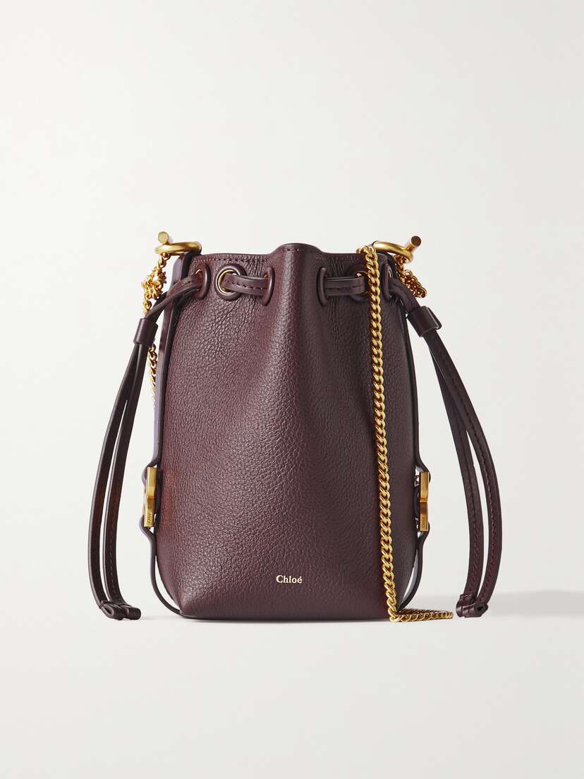 Chloé Marcie Mini Embellished Textured-leather Bucket Bag
