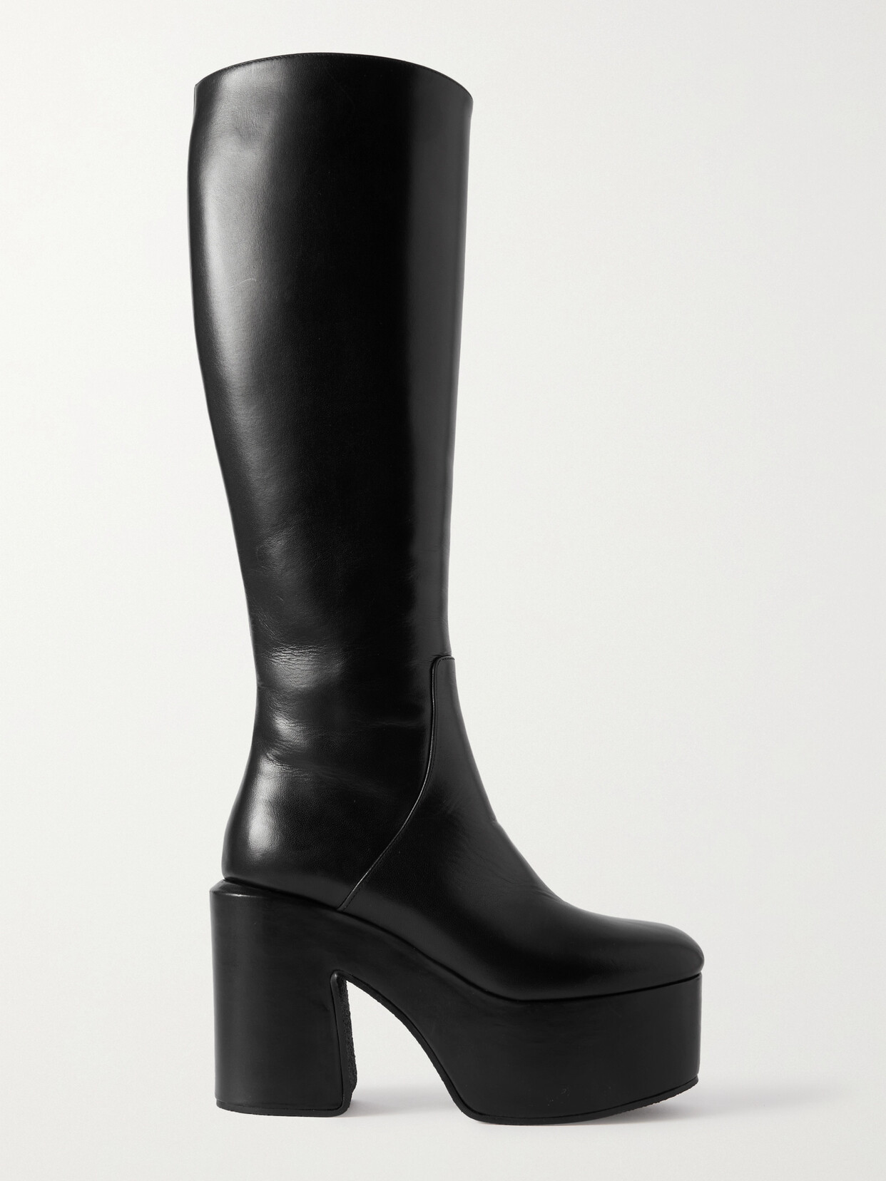 Shop Dries Van Noten Leather Platform Knee Boots In Black