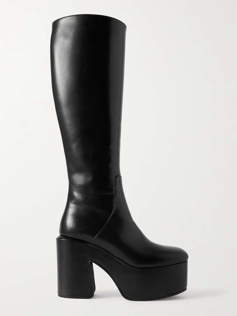 Dries Van Noten | Black | Leather Platform Knee Boots_ | $753 | S