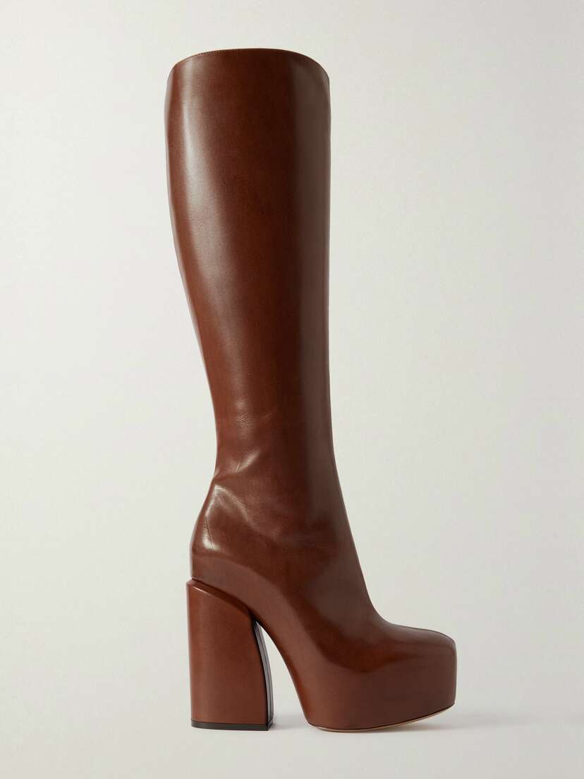 Dries Van Noten Leather Platform Knee Boots