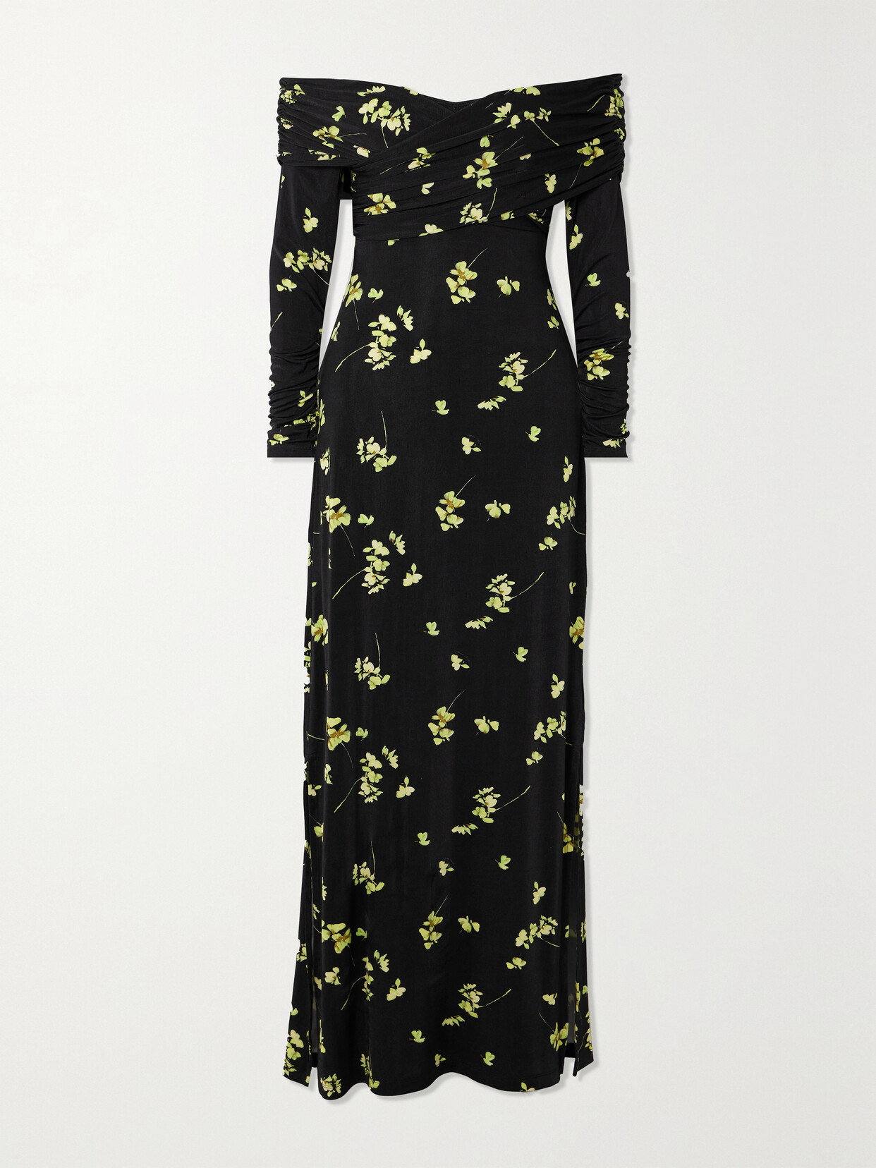 Cara Cara Miranda Off-the-shoulder Floral-jersey Maxi Dress In Black