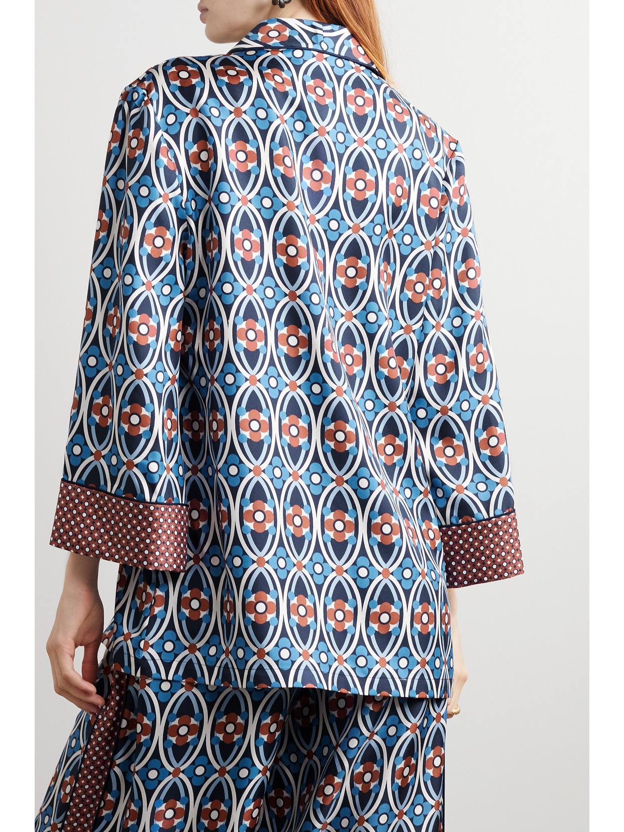 Cara Cara Venezia Printed Silk-twill Shirt In Blue