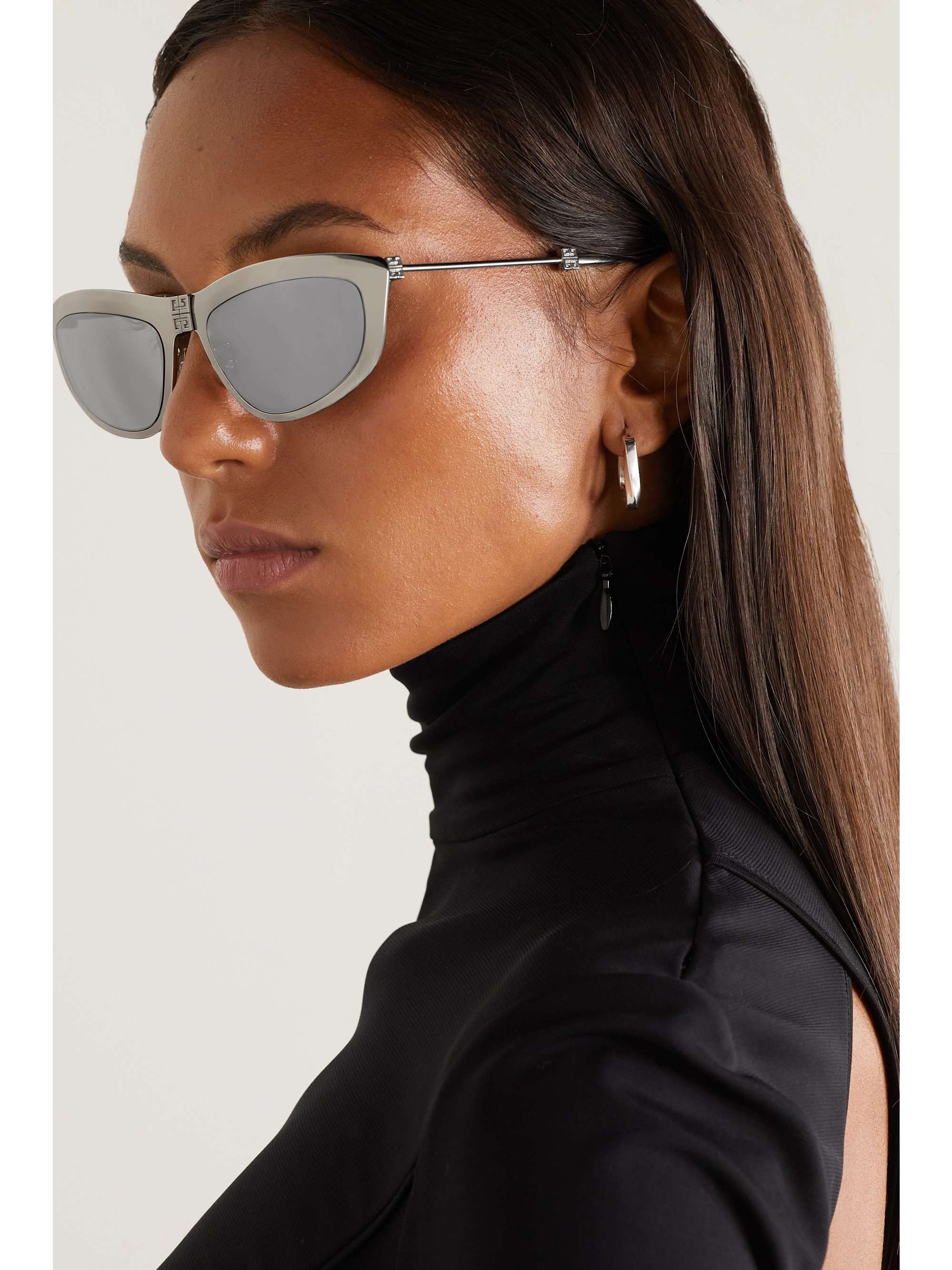 GIVENCHY EYEWEAR Mirrored D-frame silver-tone sunglasses