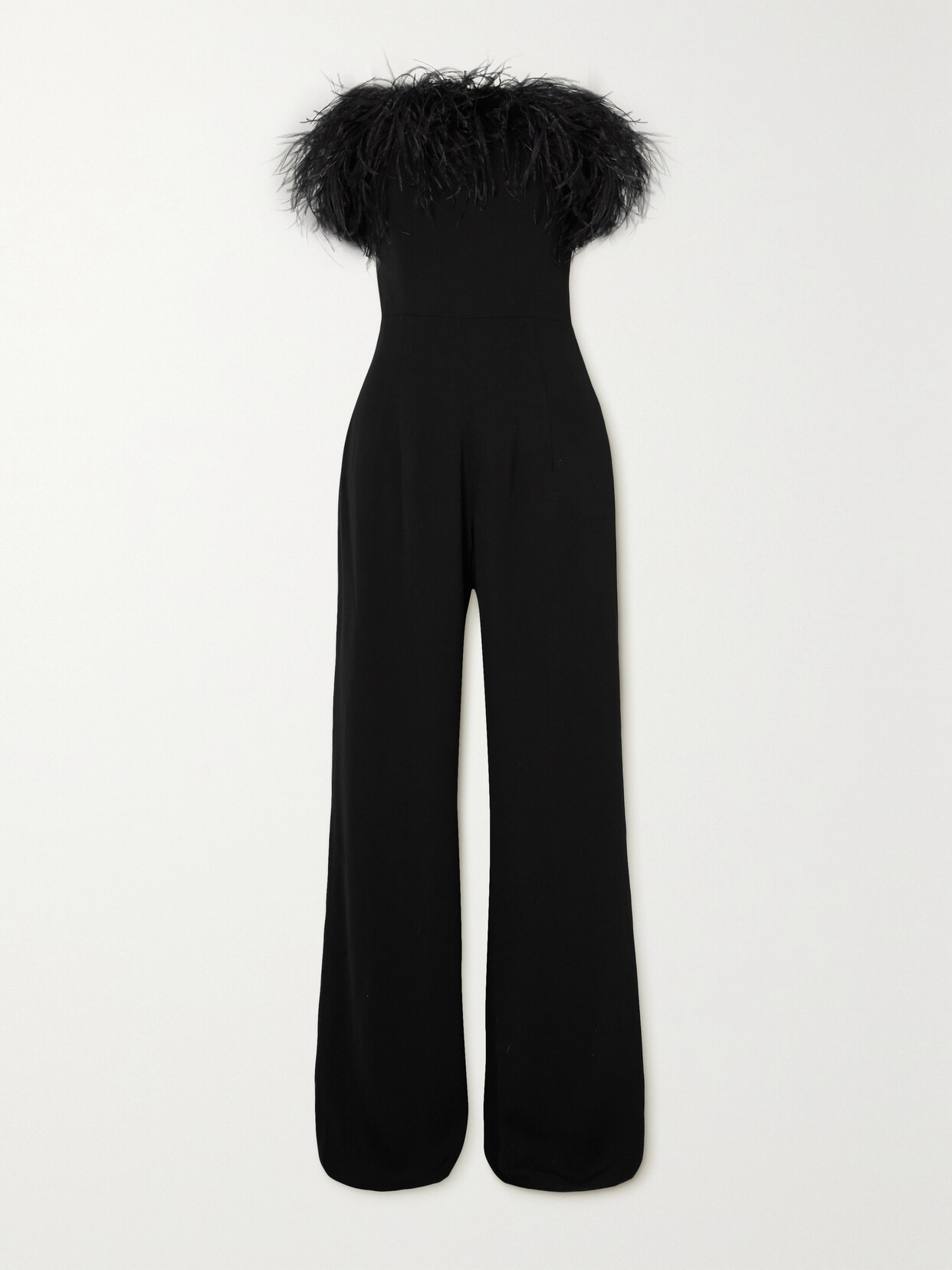 16ARLINGTON - Taree Feather-trimmed Crepe Jumpsuit - Black