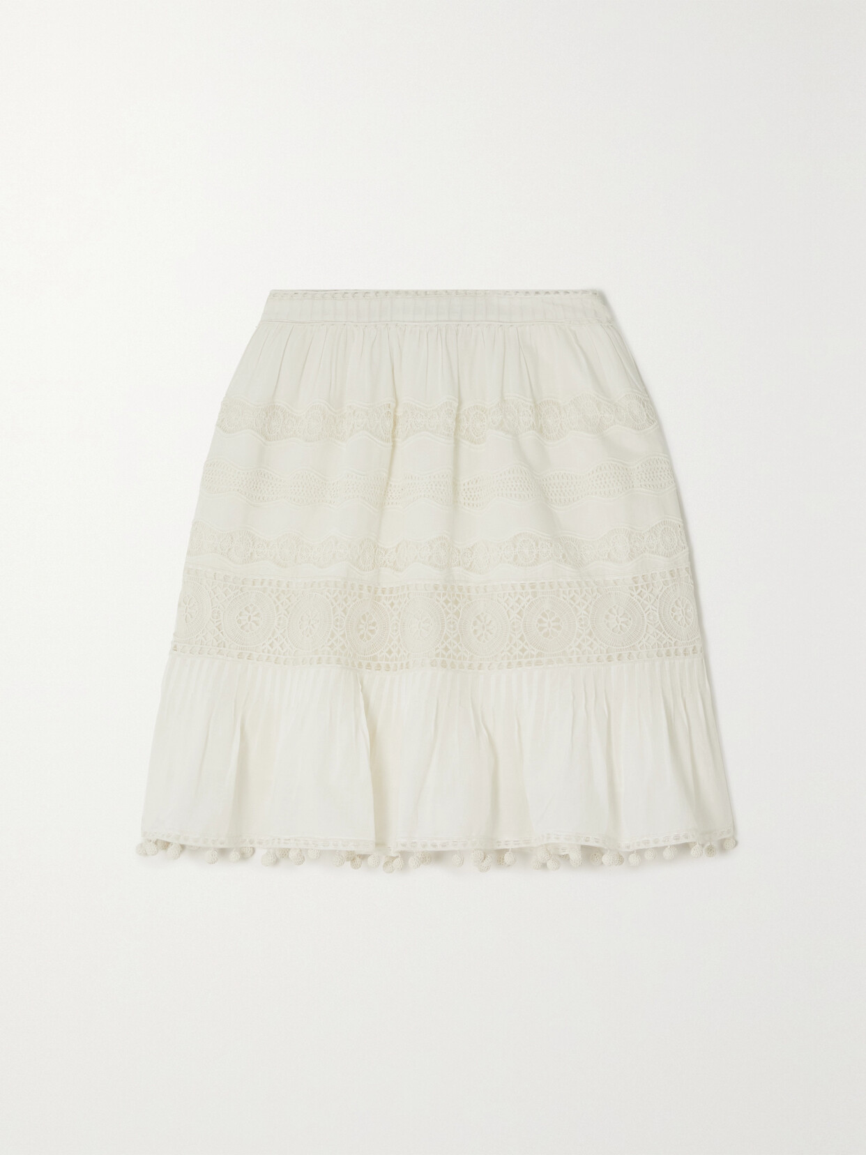 Ulla Johnson - Amelia Crochet-trimmed Cotton-blend Poplin Mini Skirt - White