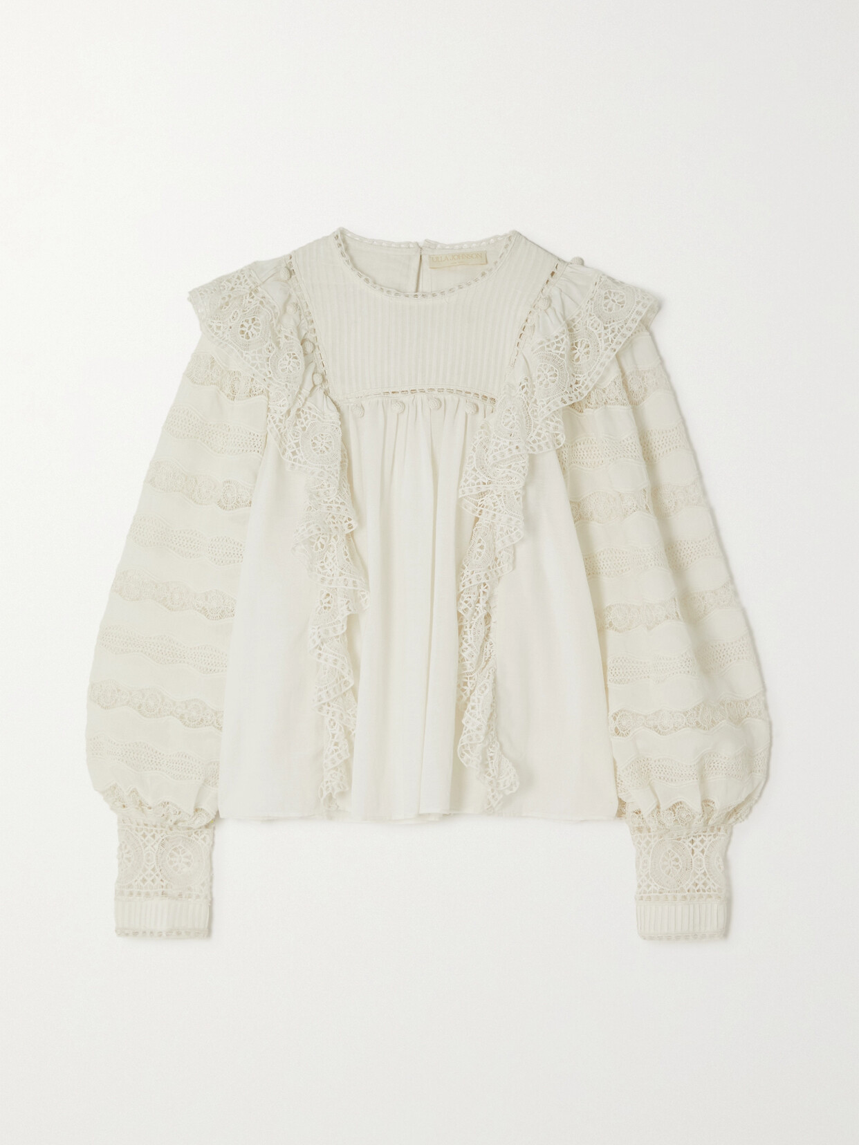 Ulla Johnson - Lily Ruffled Crochet-trimmed Cotton-blend Poplin Blouse - White