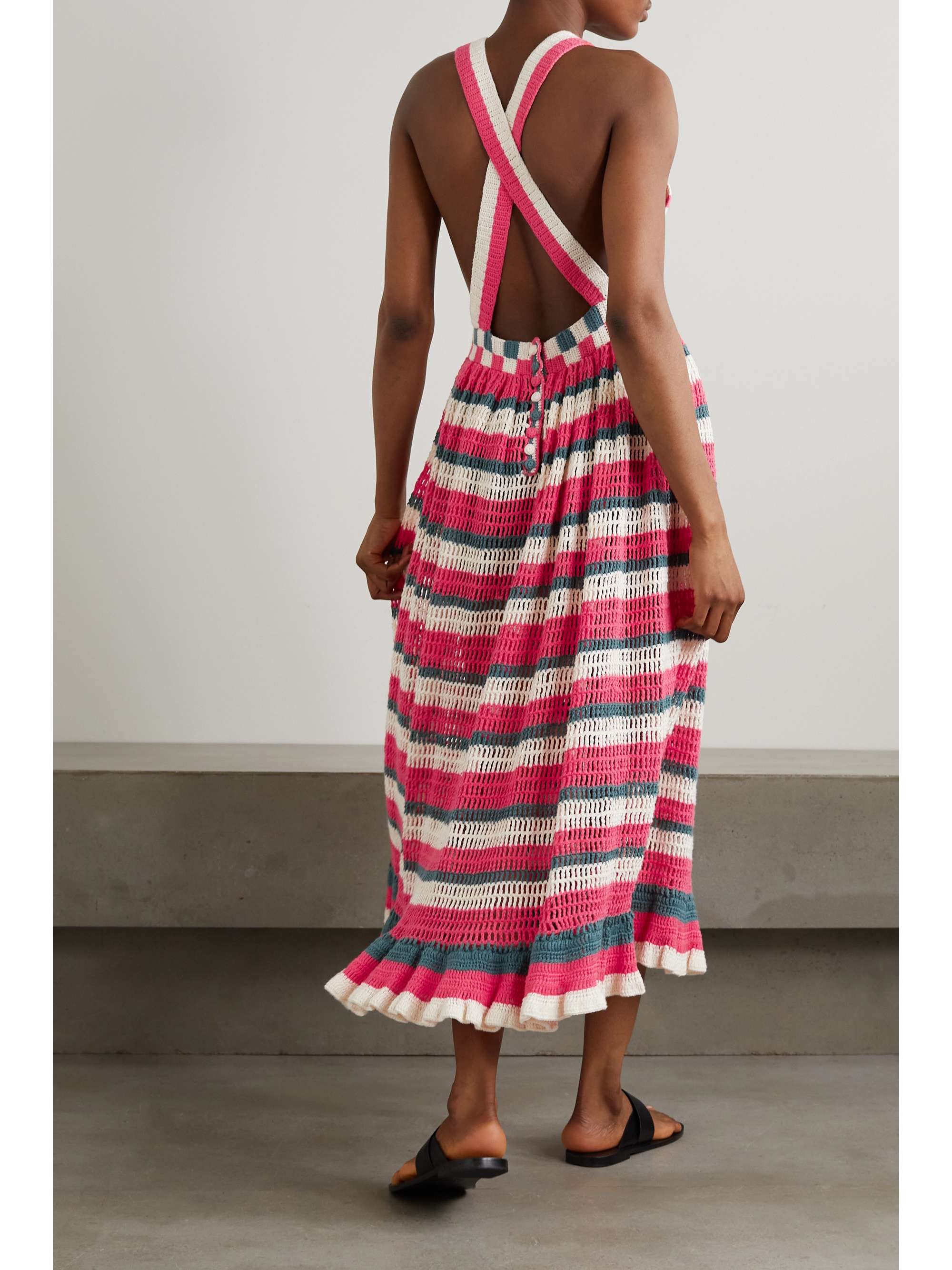 ULLA JOHNSON Paz striped crochetknit cotton maxi dress NETAPORTER