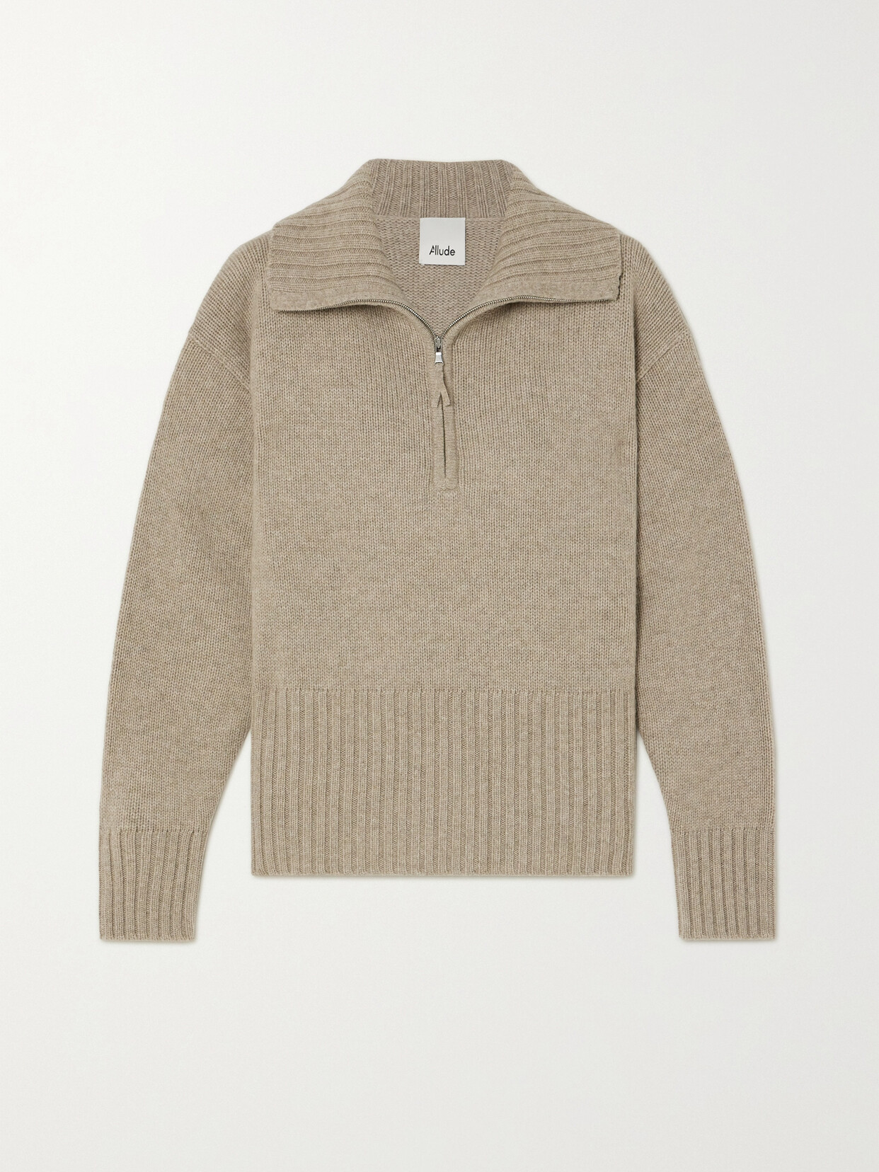 Allude - Troyer Ribbed Wool And Cashmere-blend Sweater - Neutrals