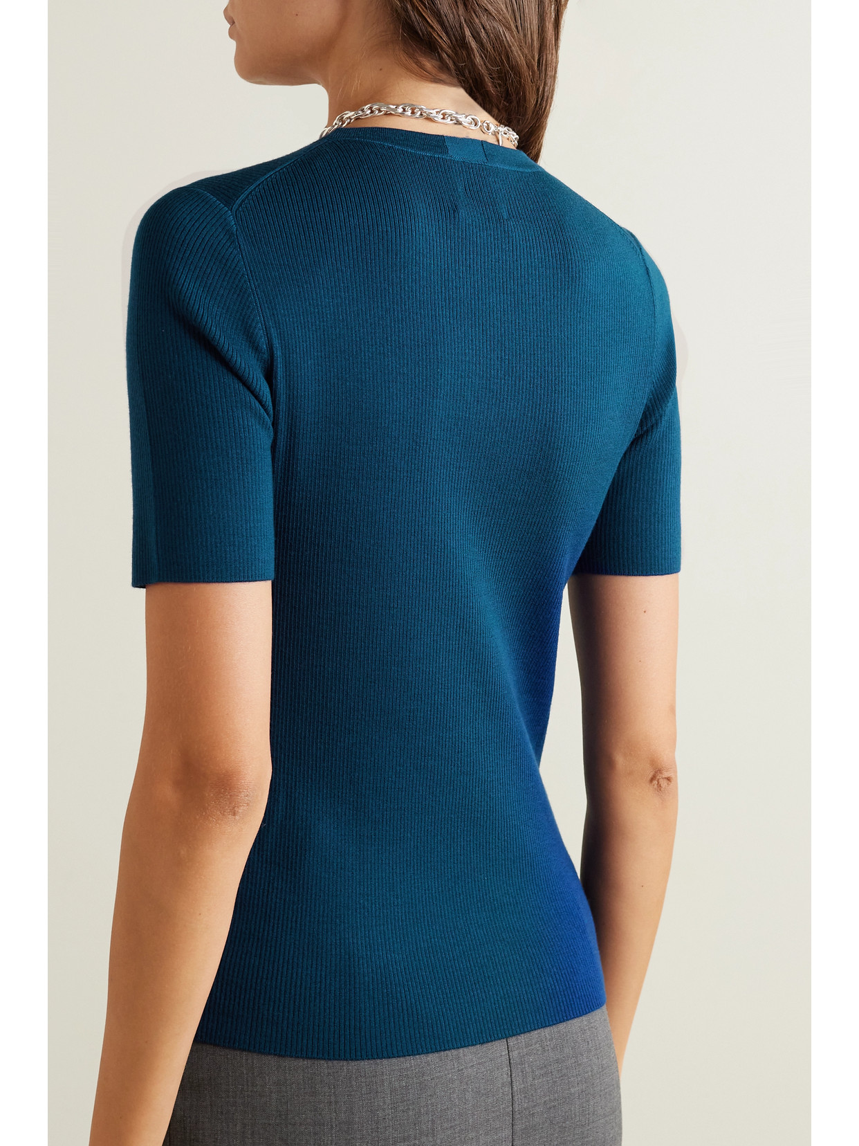 Allude Ribbed Wool Sweater In Blue
