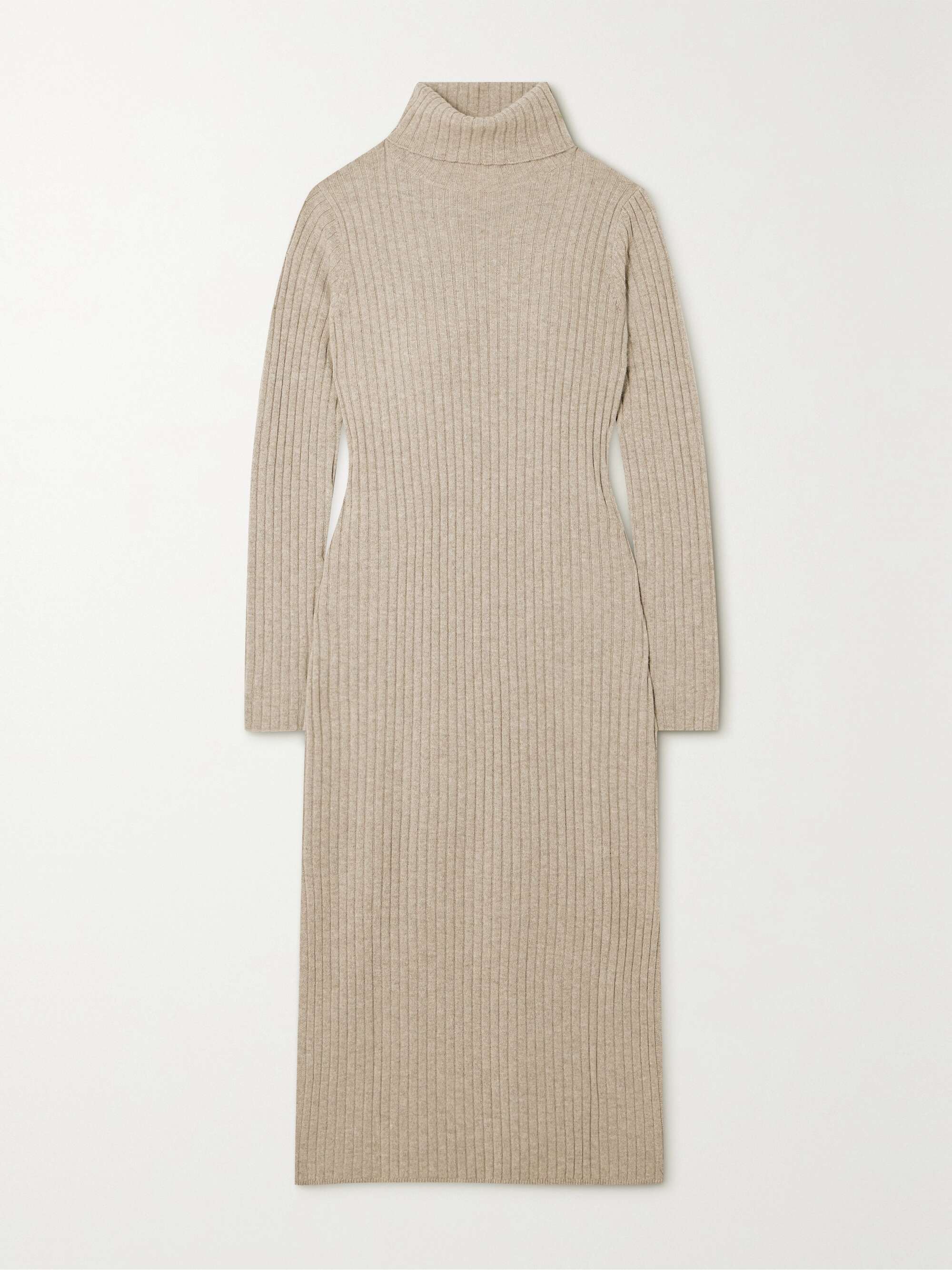 ALLUDE Ribbed cashmere turtleneck midi dress | NET-A-PORTER