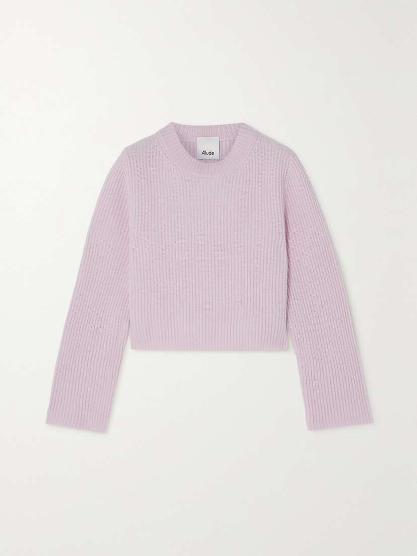 Allude Cropped Ribbed Wool And Cashmere-blend Sweater