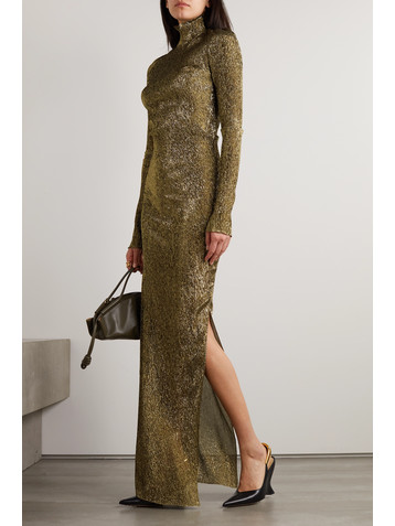 Petar Petrov Treasure metallic plissé-chiffon maxi dress