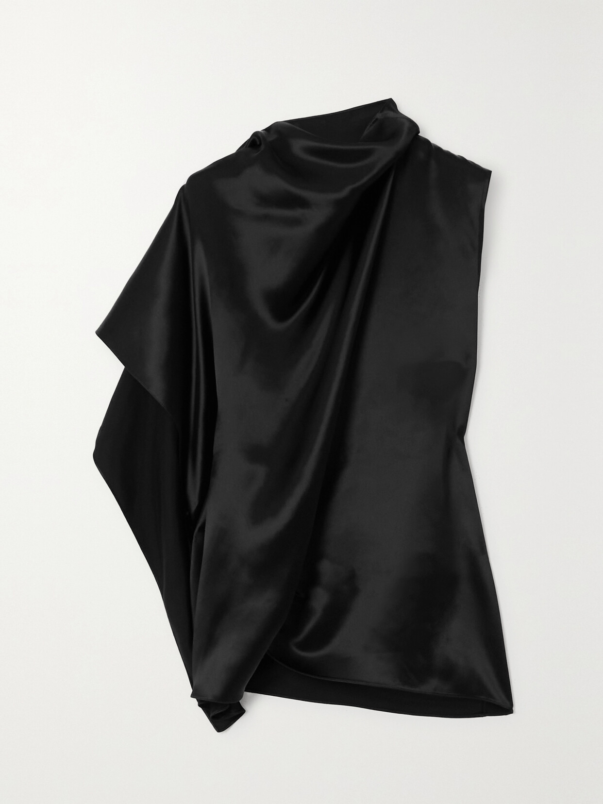 Petar Petrov The Game Asymmetric Draped Satin Top - Black