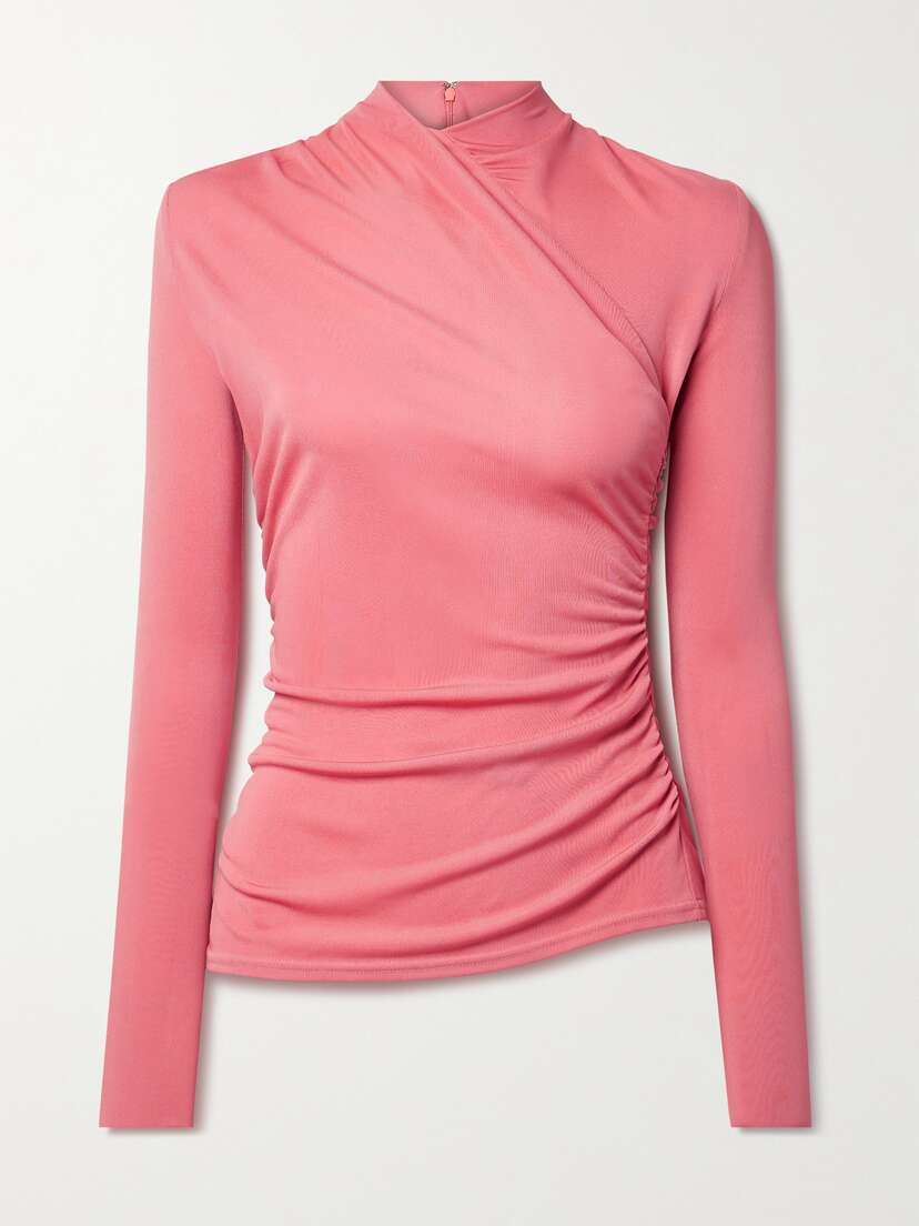 Another Tomorrow + Net Sustain Draped Wrap-effect Stretch-jersey Top