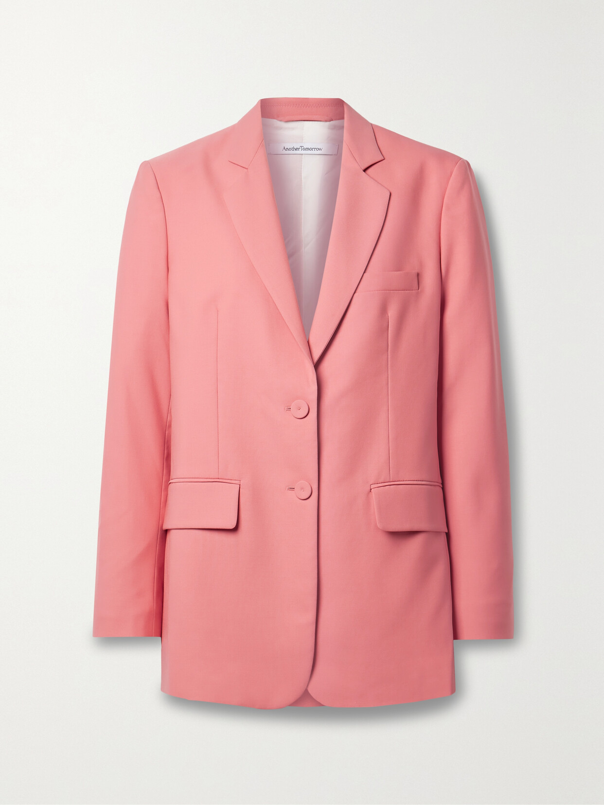 Shop Another Tomorrow + Net Sustain Oversized Wool-crepe Blazer In Orange