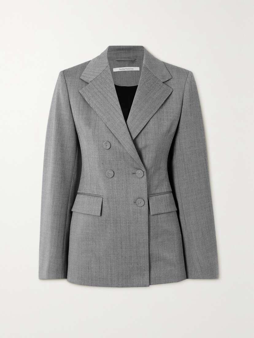 Another Tomorrow + Net Sustain Double-breasted Wool-blend Twill Blazer