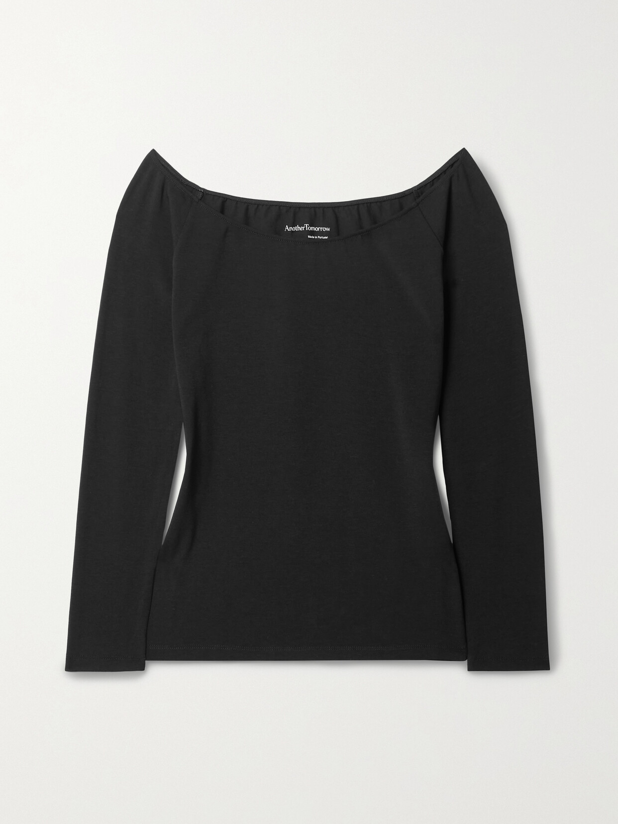 Another Tomorrow + Net Sustain Off-the-shoulder Stretch-jersey Top In Black