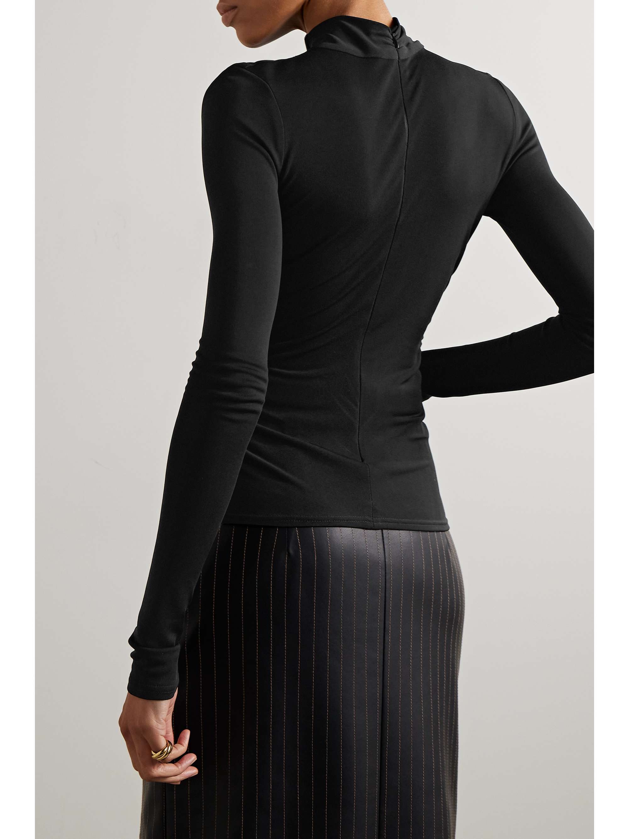 ANOTHER TOMORROW + NET SUSTAIN draped wrap-effect stretch-jersey top ...