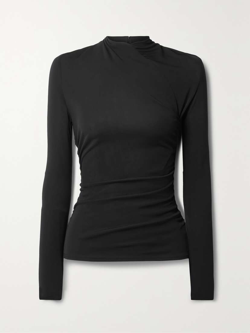 Another Tomorrow + Net Sustain Draped Wrap-effect Stretch-jersey Top