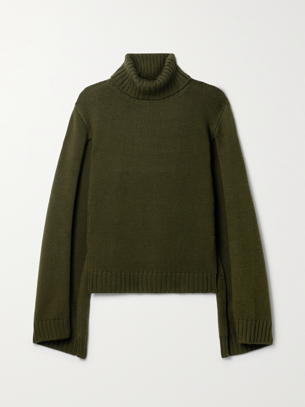 MONSE CUTOUT MERINO WOOL-BLEND TURTLENECK SWEATER