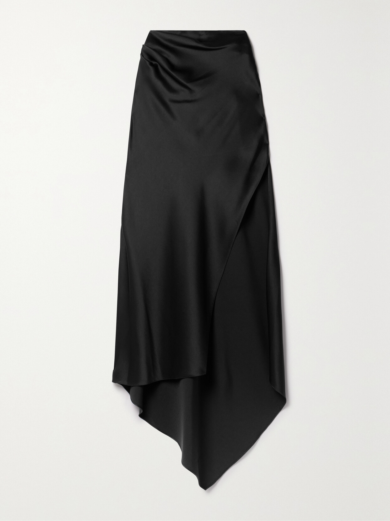 Monse - Asymmetric Draped Satin Maxi Skirt - Black