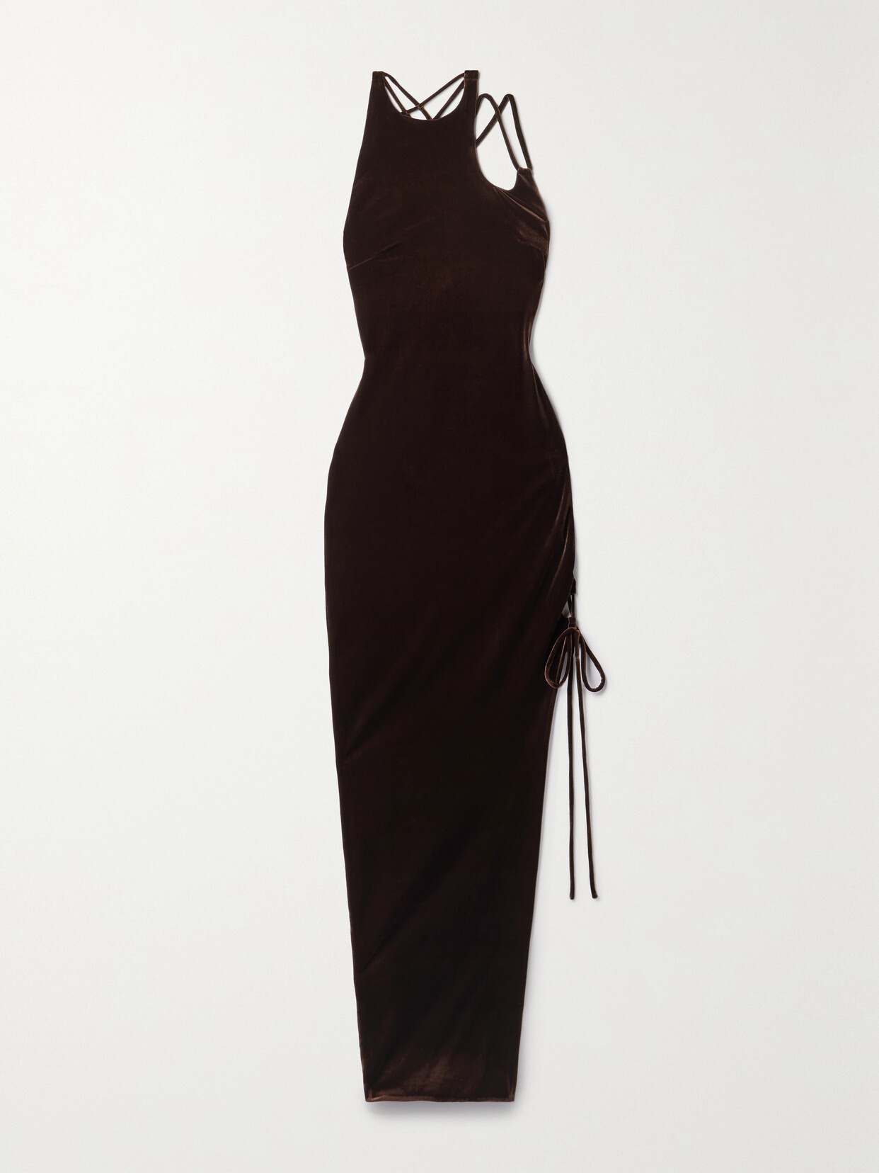 Monse Cutout Lace-up Velvet Maxi Dress - Brown