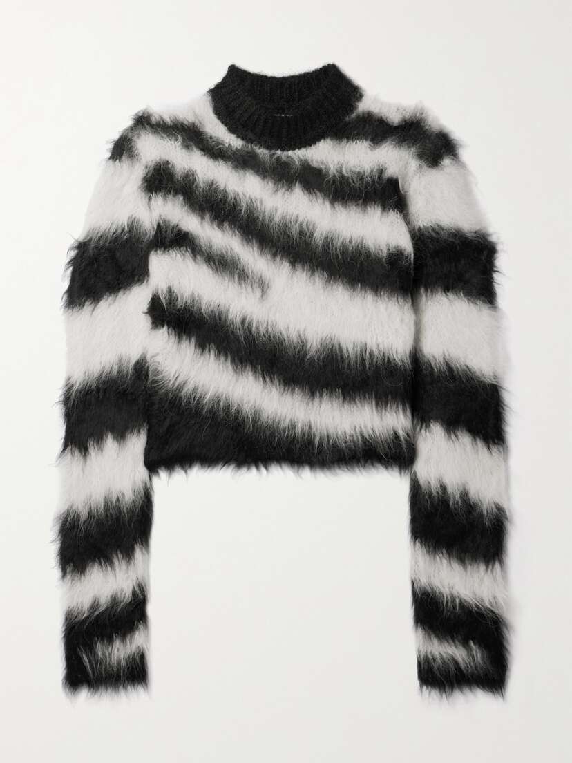 Monse Cropped Zebra-print Alpaca-blend Sweater - x large